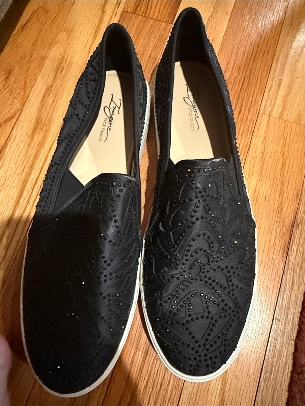Vince Camuto Black Embellished Slip-On Sneakers size 10 BNWOB